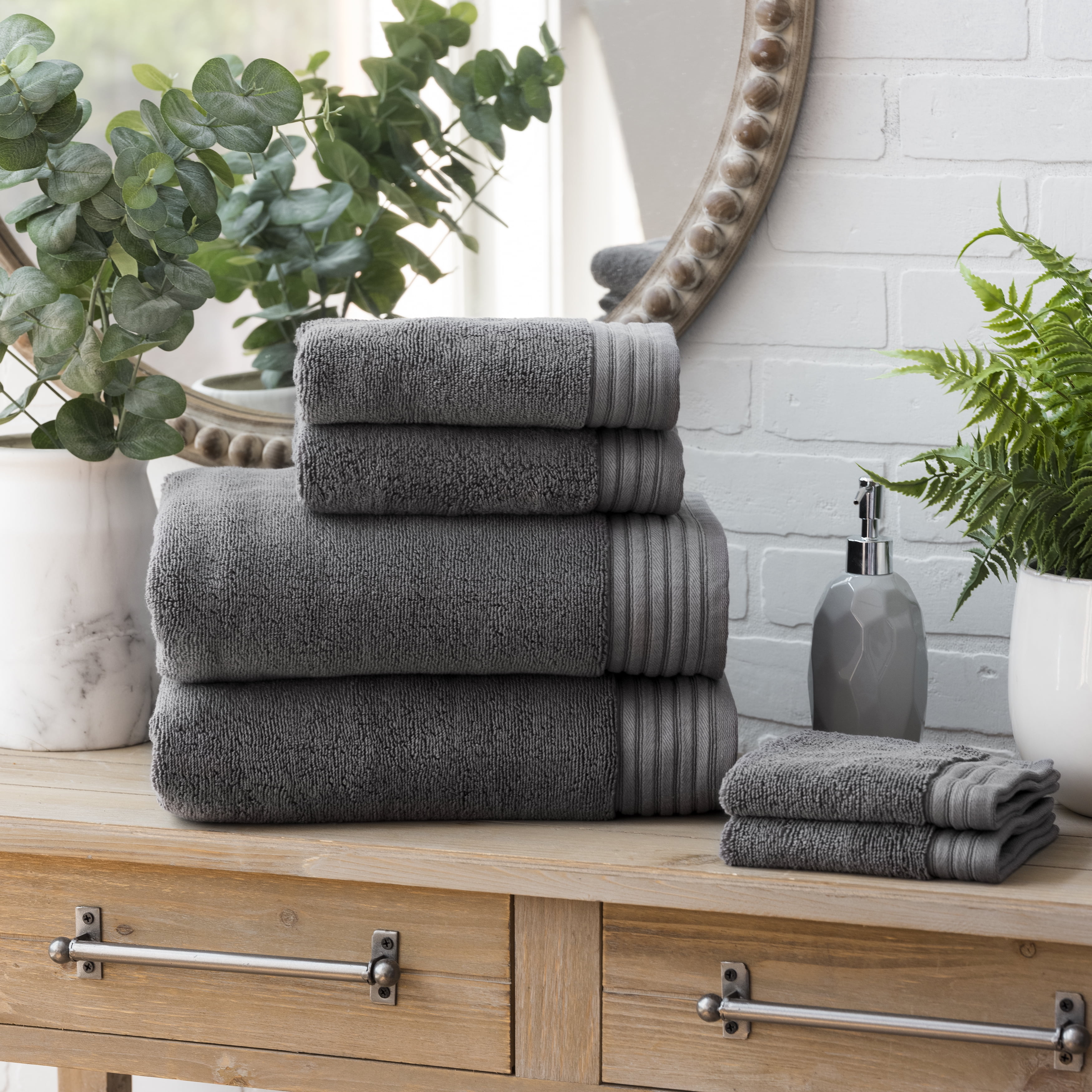 Hotel Style Egyptian Cotton 6Piece Towel Set, Charcoal
