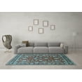 thumbnail image 3 of Ahgly Company Indoor Square Oriental Light Blue Traditional Area Rugs, 7' Square, 3 of 4