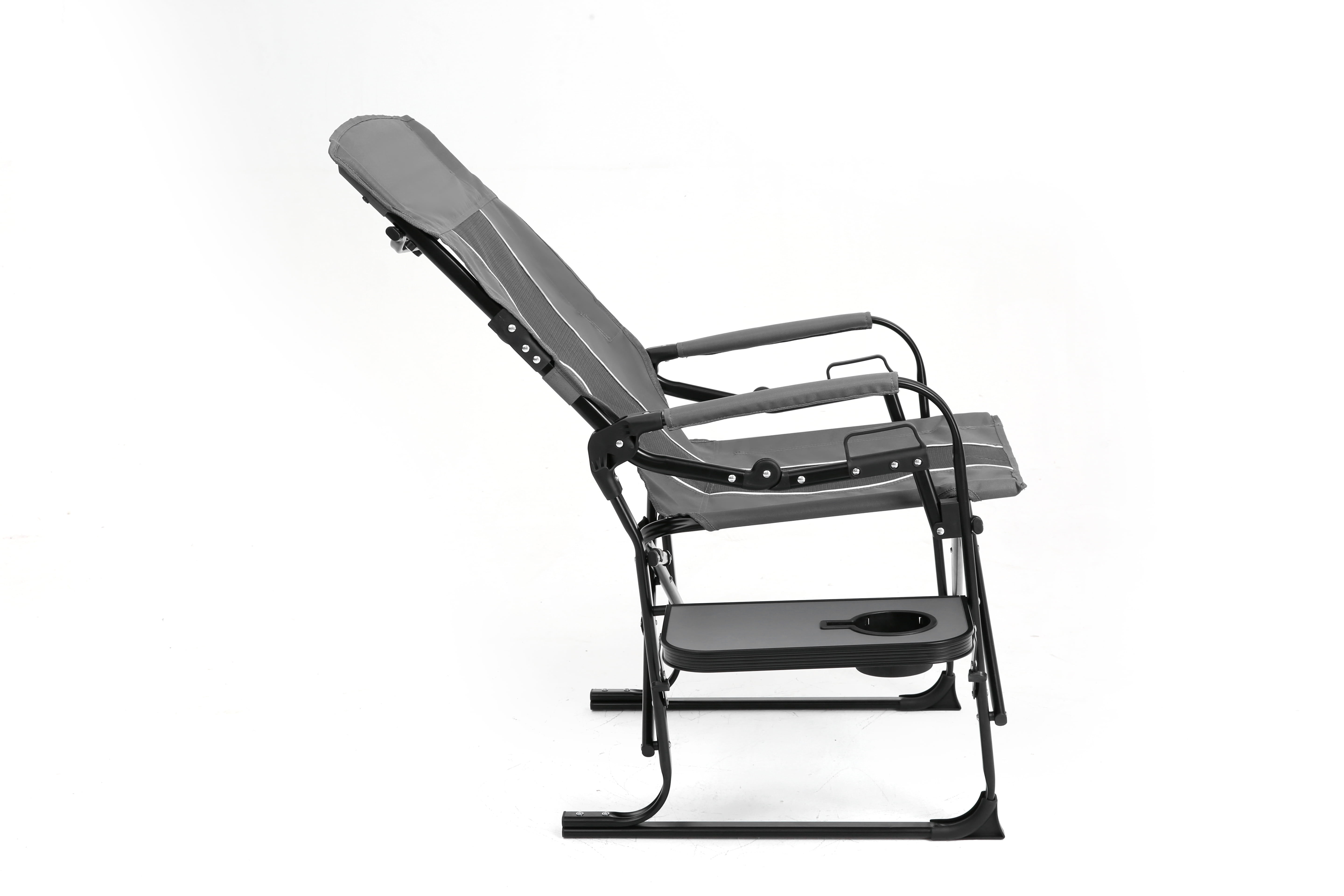 Oversized Folding Camping Directors Chair, Heavy Duty Steel Frame Portable Lawn Chair with Side Table, Cup Holder & Storage Pocket, 250LBS Capacity for Beach Fishing Picnic Outdoor