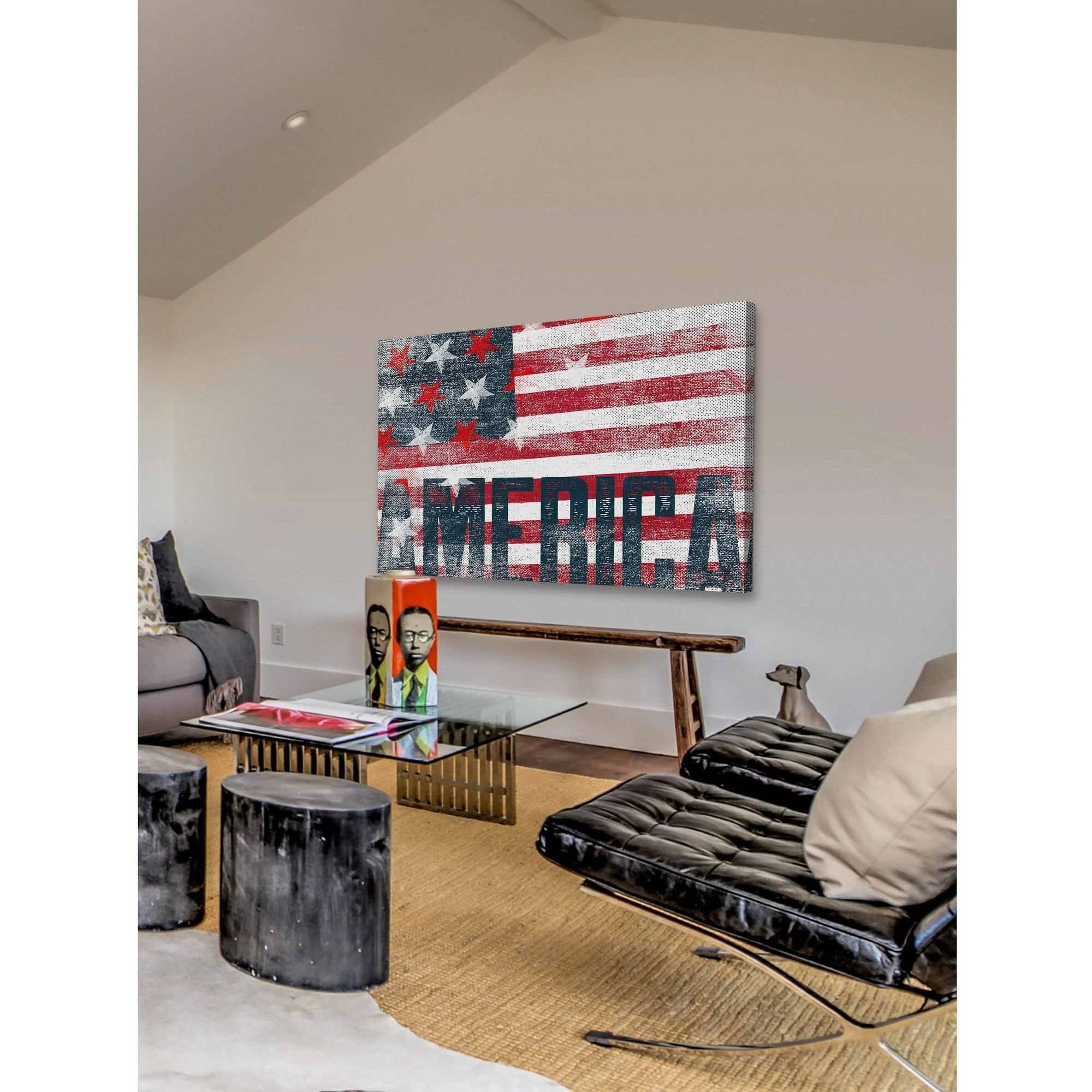 Marmont Hill "Stars Stripes" by Rick Martin Painting Print on Wrapped Canvas