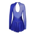 thumbnail image 5 of YONGHS Women's Rhinestone Figure Skating Dress Long Sleeves Spandex Gymnastics Leotard Royal Blue S, 5 of 7