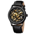 thumbnail image 1 of Reloj mecánico automático para hombre, resistente al agua hasta 3 ATM, de piel auténtica, 1 of 8