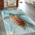 thumbnail image 2 of Coastal Sea Turtle 4x6 Area Rugs for Living Room, Beach Ocean White Floral Starfish Non Slip Floor Mat Washable Low-Profile Indoor Carpet for Bedroom, Dining Room, Bathroom, 2 of 9