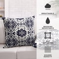 thumbnail image 2 of Navy Floral Throw Pillow Covers Blue and White Porcelain Pillow Covers 18x18 Set of 2 Bohemian Home Decor Pillow Case Chinoiserie Square Linen Pillow Covers for Living Room Couch Patio, 2 of 6