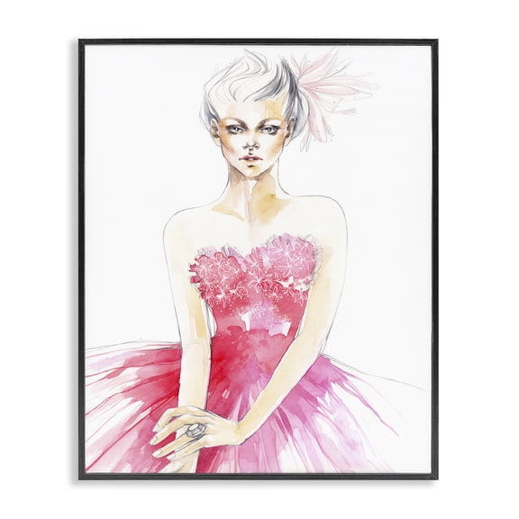 Stupell Industries Eclectic Female Pink Watercolor Dress Black Framed Giclee Art, 11 x 14, by Elisaveta Stoilova