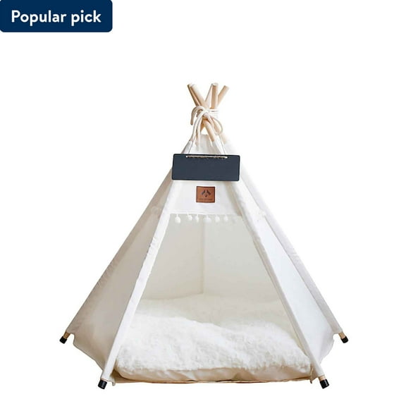 AYktou Pet Tent for Small Dogs 23.6in*23.6in*27.8inch Portable Foldable Pet Teepee with Thick Cushion Washable Dog Pet Tent Bed with Blackboard for Indoor Outdoor( L Size)