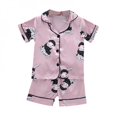 thumbnail image 1 of Pajama Set for Kid Baby Boy Girl Button-up Silk Pajama Sleepwear Nightwear Loungewear Clothes Set Gifts for Kids, 1 of 7
