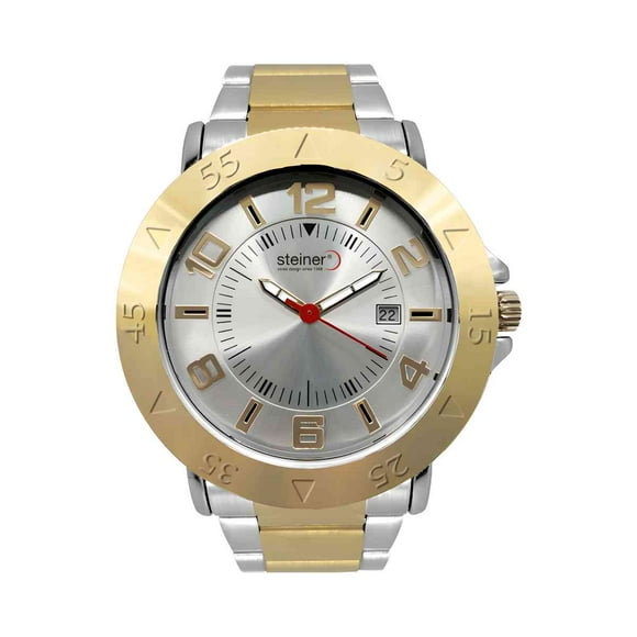 Reloj De Hombre Steiner Con Bisel Giratorio Y Fechador 3 Atm Dorado