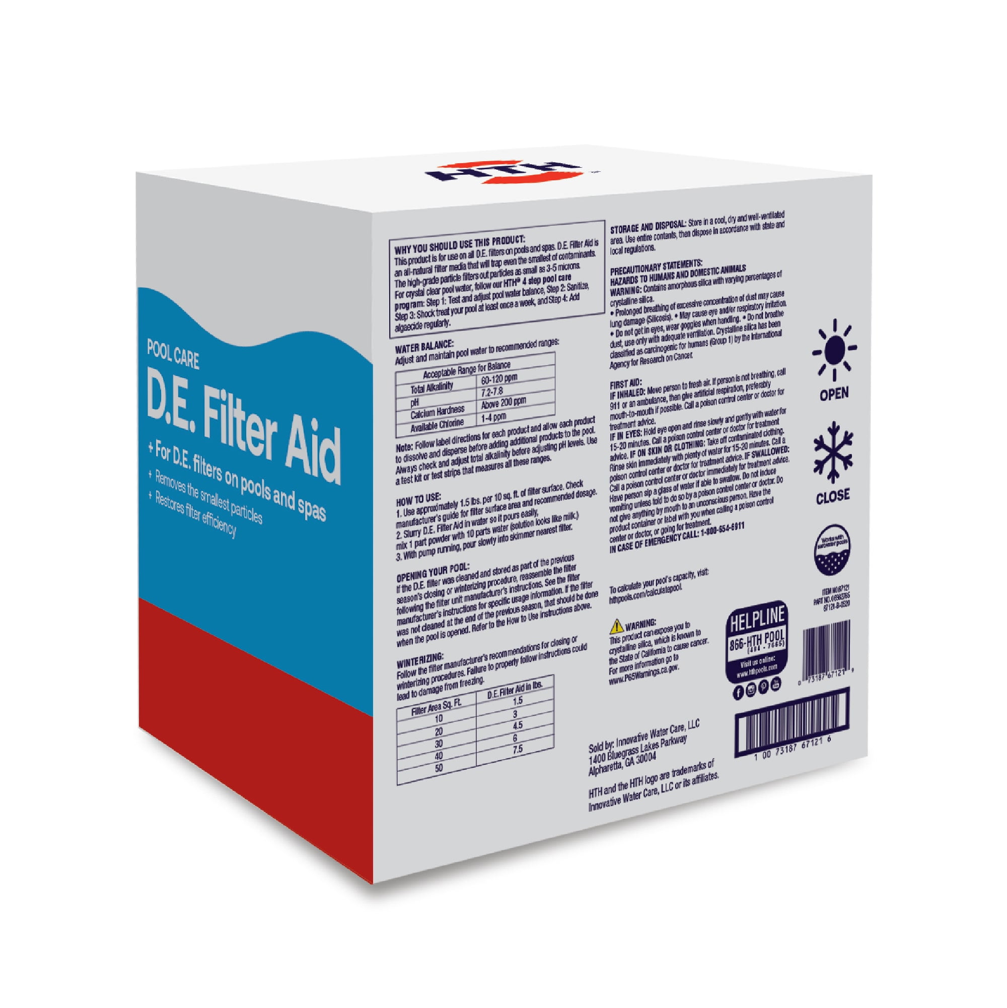 HTH D.E. Filter Aid — Powder (Form), 10 lb — Filter aid (pool chemical type) to improve filtration and clear cloudy water
