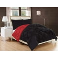 thumbnail image 1 of Mocassi Duvet Inserted Reversible 2pc Comforter Set with Shams Twin, Black/Burgundy, 1 of 1