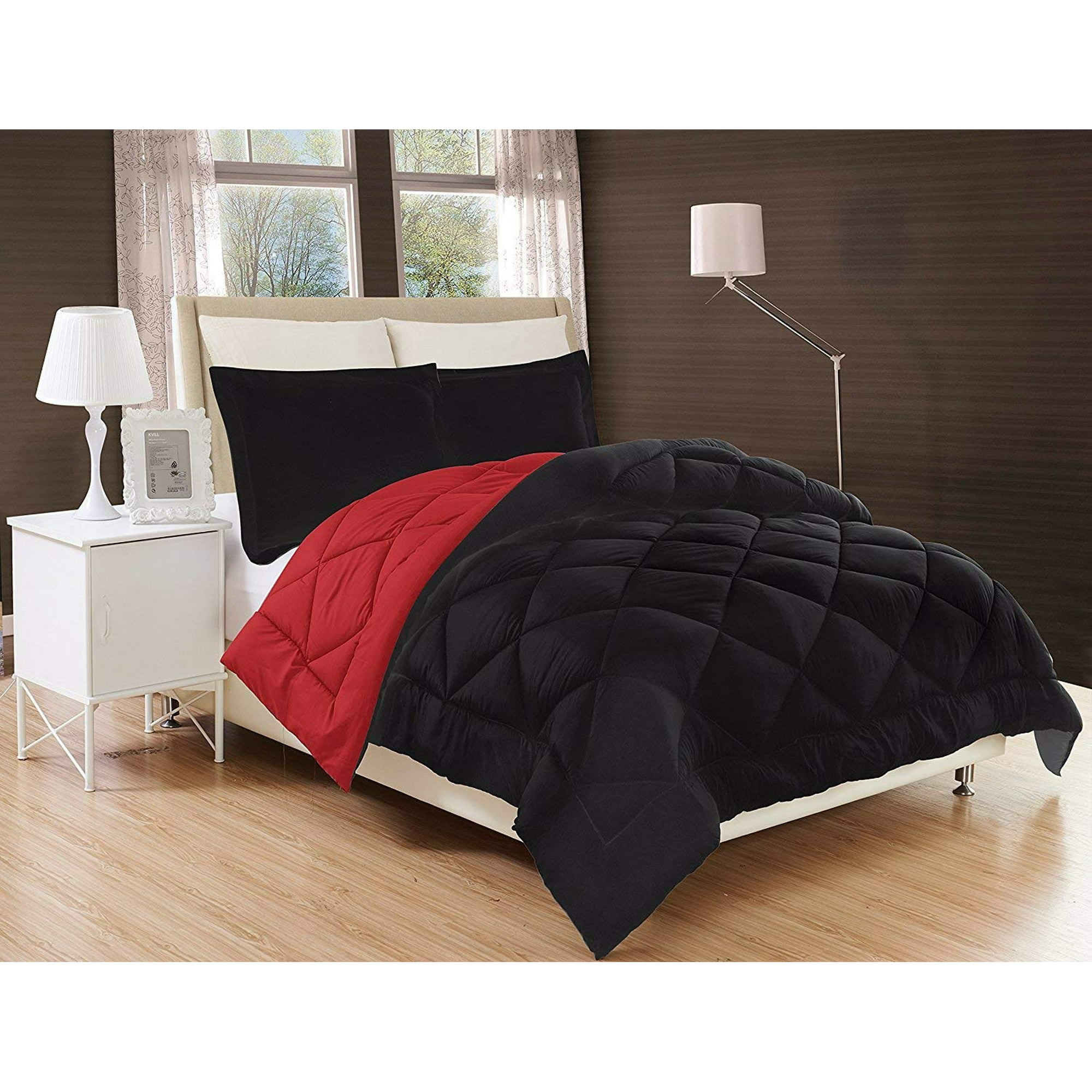 Ultra Soft Reversible Comforter Set King Burgundy/Black