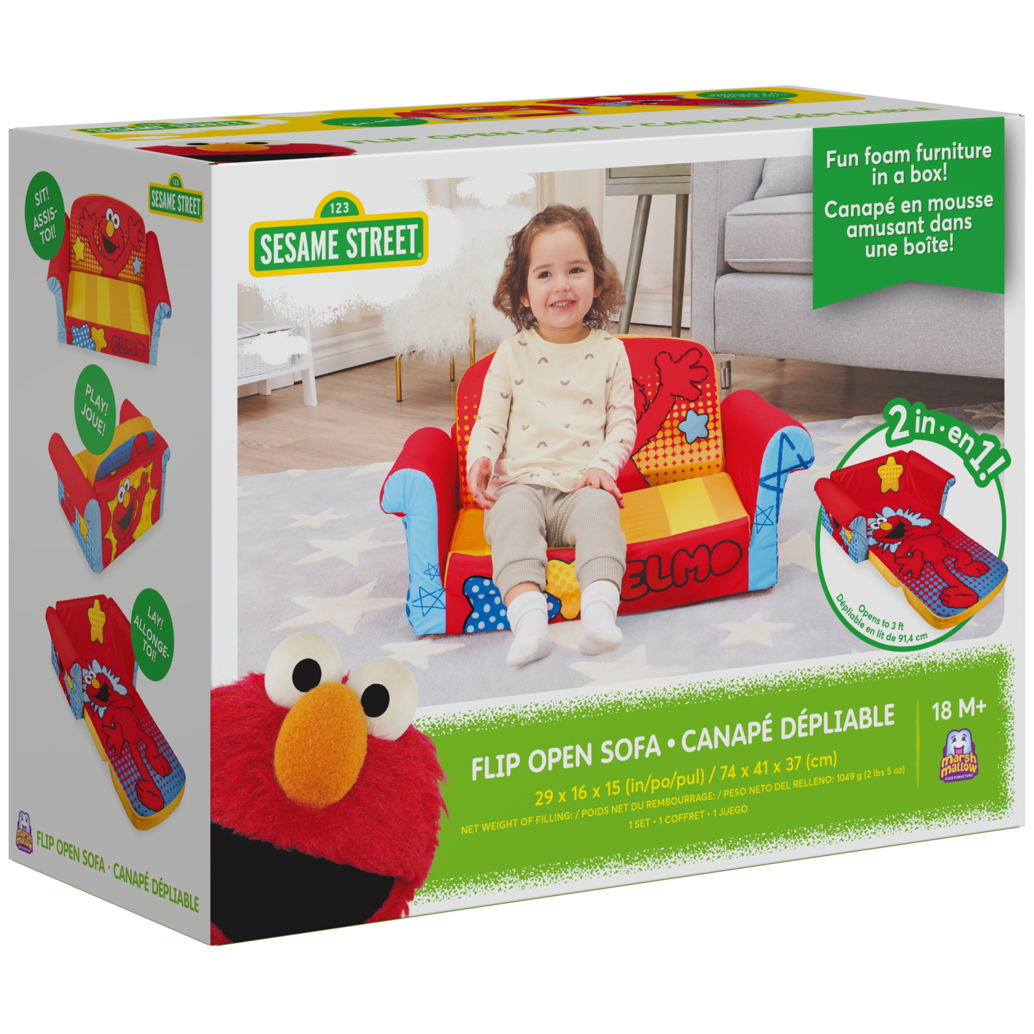 Marshmallow Furniture Children S 2 In 1 Flip Open Foam Compressed Sofa