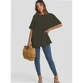 thumbnail image 3 of Women's Oversized T Shirts Short Sleeve Crewneck Summer Tops Casual Loose Basic Tee Shirts Trendy Clothes, 3 of 4