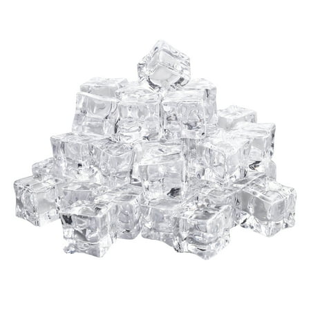 

VORCOOL 50Pcs 20mm Cube Square Shape Glass Luster Ice Cubes Fake Artificial Acrylic Ice Cubes Crystal Clear Photography Props Kitchen Decor