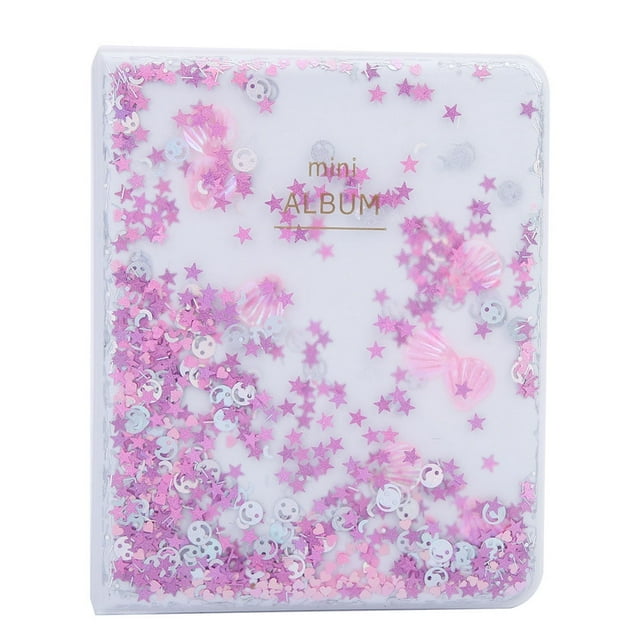 Álbum de fotos mini Quicksand Beads de 7,6 cm con 64 bolsillos para cámara Instax (rosa)