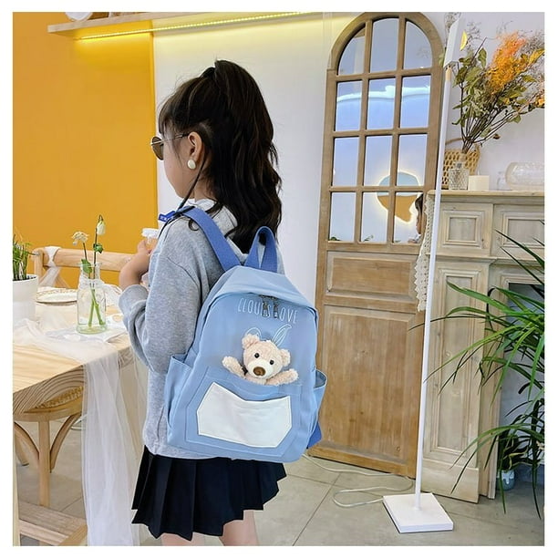 Mochila con nombre personalizado para mujer bolsa de viaje con diseno de oso bolso de compras para chica adolescente mochila escolar azul Fivean unisex Walmart en linea