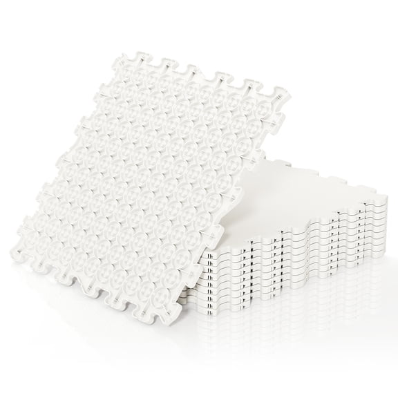 Gymax 10 Pack Hockey Flooring Tiles Dryland Synthetic Ice Tiles for Outdoor Ice Rink