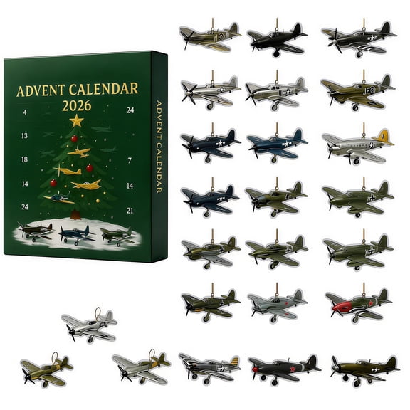 24-Day Airplane Advent Calendar For Christmas 2026 Countdown - Hanging Fabric Wall Decor With 24 Pockets For Treats, Toys, And Daily Holiday Surprises For Kids And Aviation Fans