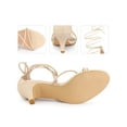 thumbnail image 2 of BLISSFUL STEP Sandales à Lacets à Petit Talon à Brides pour Femmes Beige (Taille 8,5), 2 of 4