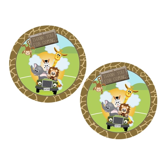 Safari Thank You Stickers 24pcs, Forest Animals Party Favors Baby Shower, Girl and Boy Jungle Birthday Decorations Supplies