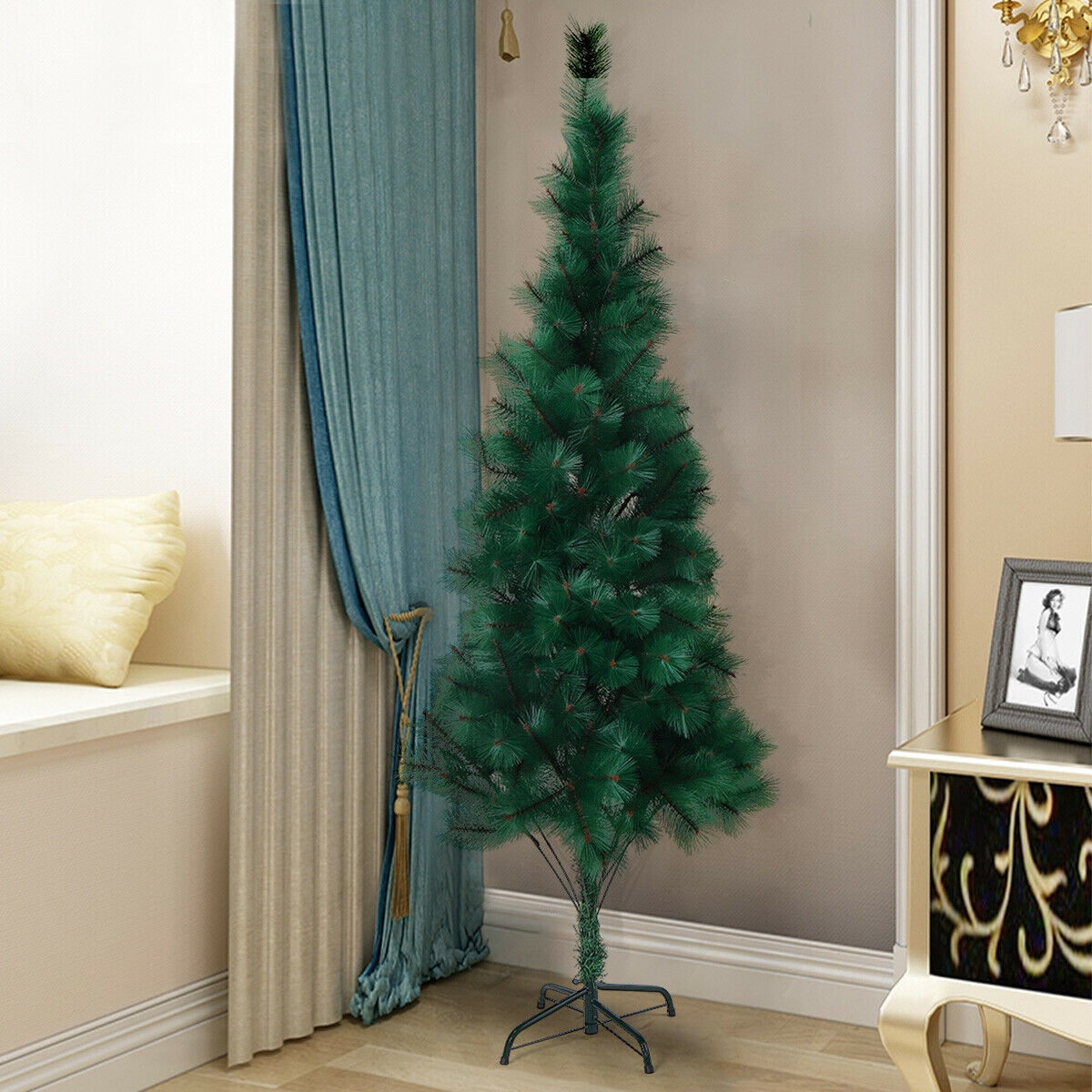 Kepooman 6ft Artificial Pine Christmas Tree with Solid Stand, Christmas Festival Decorations for Indoor - Green Kepooman 6ft Artificial Pine Christmas Tree with Solid Stand, Christmas Festival Decorations for Indoor - Green