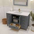 thumbnail image 5 of Ayna Decors Rooh 48 in Charcoal Grey Bathroom Vanity Set with White Quartz Countertop | Ceramic Sink | 2 Soft Closing Doors | 7 Full Extention Soft Close Drawer | Gold Hardware, 5 of 10