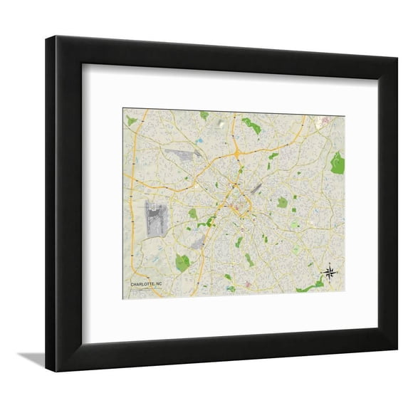 Political Map of Charlotte, NC, Framed Art Print Wall Art Sold by Art.Com