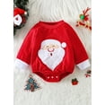 thumbnail image 2 of Qmyliery Baby Boys Girls Christmas Romper, Long Sleeve Crew Neck Santa Claus/Letters Tree Bodysuit for Casual Daily,0-18 Months, 2 of 8