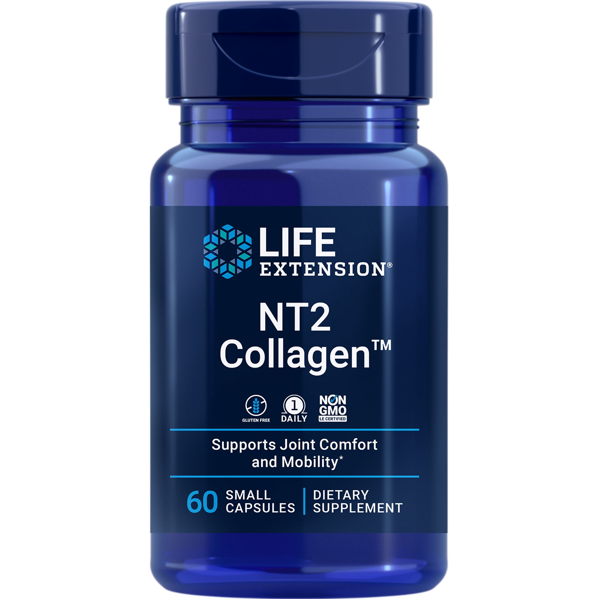 Life Extension NT2 Collagen™, 40 mg - Joint Health Supplement Supports Joint Comfort & Mobility - Gluten-Free, Non-GMO - 60 Small Capsules (2-Month Supply)