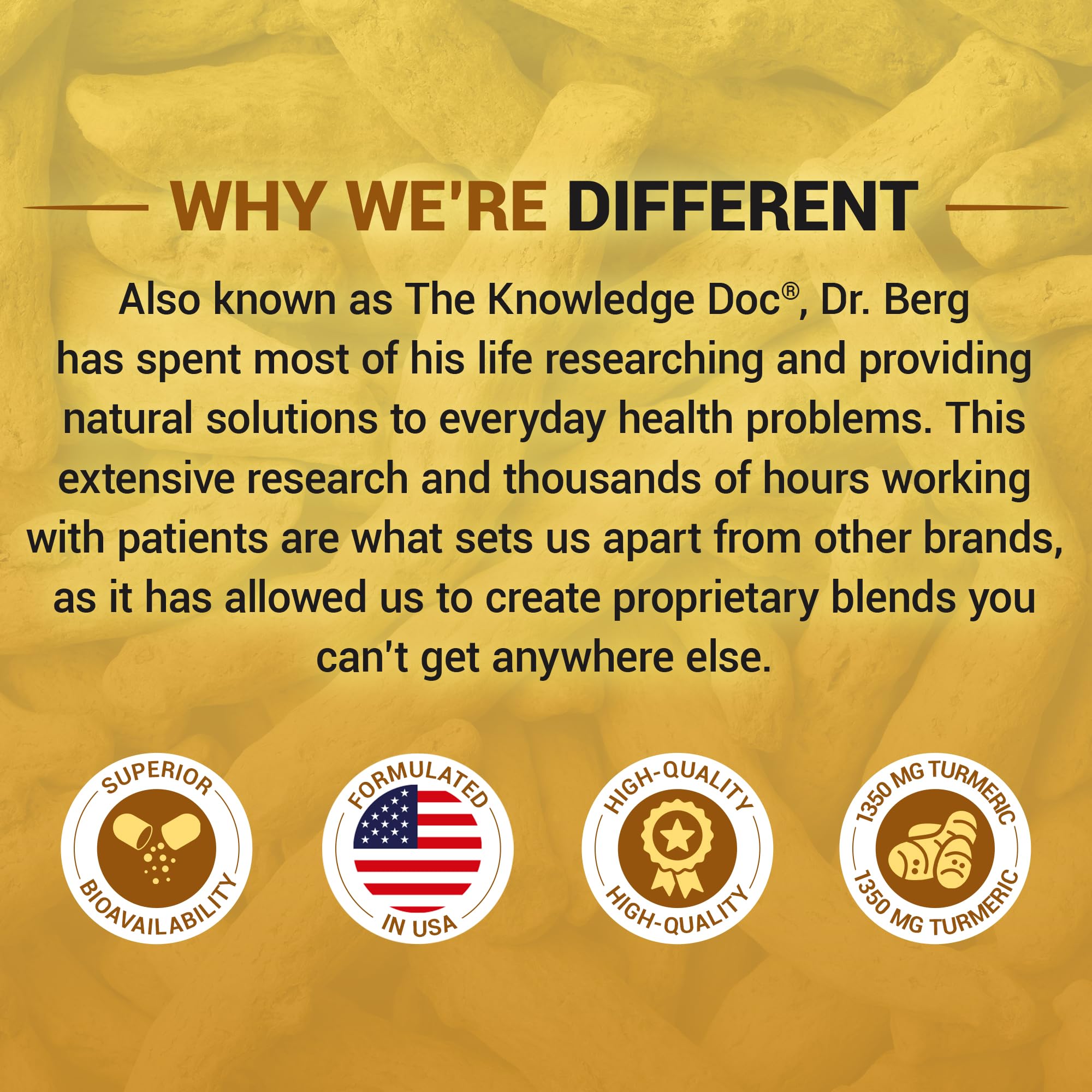 Dr. Berg Turmeric Curcumin with Black Pepper Extract - Turmeric with BioPerine Capsules, 60 Ct