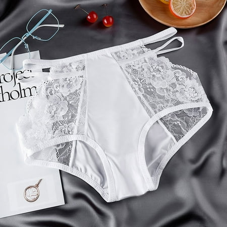 DondPO Womens Underwear Panties for Women Womens Underwear Cotton Bikini Panties Lace Soft Hipster Panty Ladies Full Briefs Seamless Underwear Lingerie for Women High Waisted Underwear White XL