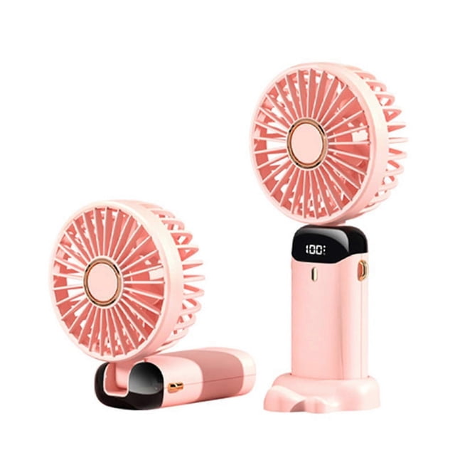 Mini ventilador facial personal portátil de mano, 5 velocidades, recargable para viajes con pantalla LED