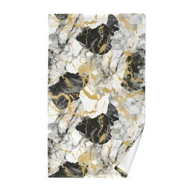 Bath Towels Cotton Face Towel Soft Absorbent Quick Dry for Bathroom 16"x28" White Gray Black Gold Marble