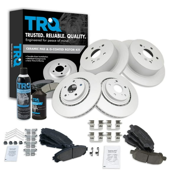 TRQ Front & Rear Premium Posi Ceramic Brake Pad & Coated Rotor Kit w/Chemicals BKA23160 Fits select: 2008-2013 TOYOTA HIGHLANDER