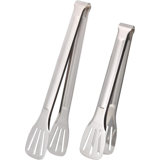 Pinzas de cocina profesionales de acero inoxidable, versátiles, resistentes y ergonómicas, para mesas de bufé y cenas, paquete de 2 (9 pulgadas, 11 pulgadas)