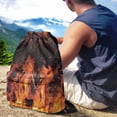 thumbnail image 4 of Xoenoiee Fire Print Drawstring Backpack for Men & Women, Lightweight Large Capacity Gym Sack Daypack String Cinch Bag with Zipper Pocket for Shopping Travel Sport Yoga, 4 of 8