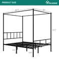 thumbnail image 2 of Dextrus Metal Canopy Four Poster Bed Frame, No Box Spring Needed, Black, 2 of 7