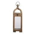 thumbnail image 3 of Benzara Metal Frame Bellied Lantern with Wooden Lattice Design, Small, Black, 3 of 6