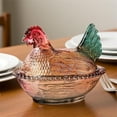 thumbnail image 5 of Hen on Nest Glass Dish, Crystal Glasses Candy Dish with Lid Hen-Shaped Chicken Fruit Bowl Dessert Snacks Plate Retro Bowl Jar for Home Office Tabletop Decor Kitchen Candy Jars (Orange), 5 of 5