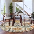 thumbnail image 4 of 8ft Round Rug Farmhouse Morocco Area Rugs for Living Room Bedroom Washable Non Slip Circle Rug Low Pile Boho Abstract Shabby Texture Art Indoor Floor Carpet for Kitchen Entryway Office Dining Room, 4 of 9
