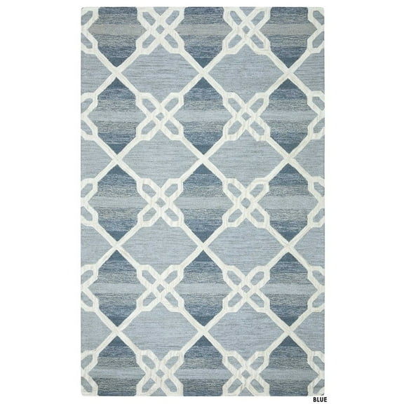 Alora Decor Berlin 9' x 12' Trellis Blue/Gray/Rust/Blue Hand-Tufted Area Rug