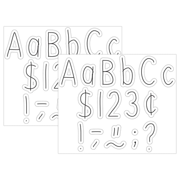 Teacher Created Resources Black on White Hand Drawn 4" Letters Combo Pack, 262 Pieces Per Pack, 2 Packs