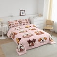 thumbnail image 3 of Erosebridal Ensembles de Literie Chien Dessin Animé Grand Lit avec Couette, Insert de Couette à Imprimé Animal de Compagnie, Rose, Réversible, 3 of 7