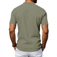 thumbnail image 6 of Men's Linen Shirts Short Sleeve Casual Summer Beach Button Down Shirt for Men Size 3XL Army Green, 6 of 7