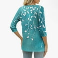 thumbnail image 3 of Ounisa Women's Color Block Floral Tops Casual 3/4 Sleeve Tunic Button Up Clothes V Neck Pullover Loose Shirts, 3 of 5