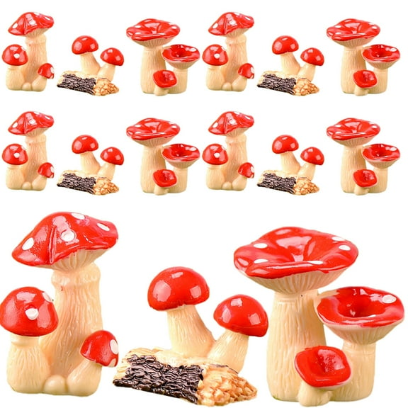 FRCOLOR  15 Pcs Mushroom Gnome Statue Simulated Ornament Miniature House Decorations