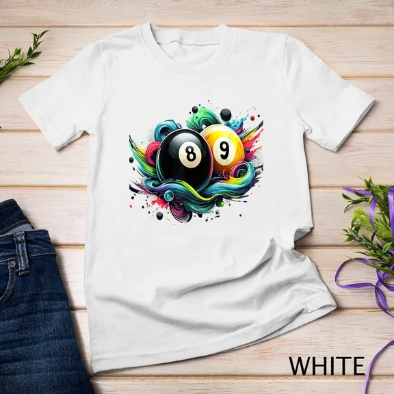 Gildan Billiards Pool Player 8 Ball 9 Ball Paint Art Billiard Balls Unisex T-Shirt