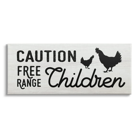 Stupell Indtries Caution Free Range Children Sign Family Farm Birds,48 x 20,Design by Daphne Polselli