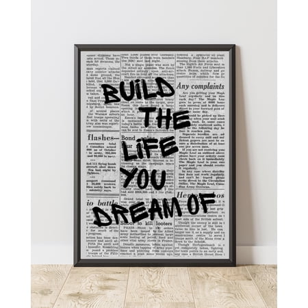 Build Life You Dream of Accent Motivational Inspirational Quote Minimalist Home Office Wall Art Unframed Paper Print