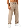 thumbnail image 2 of Dwelliawo Mens Breathable Casual Pants, Elastic Waist Drawstring Straight Leg Pants, Quick Dry Workout Pants For Daily Work Beige XL, 2 of 5